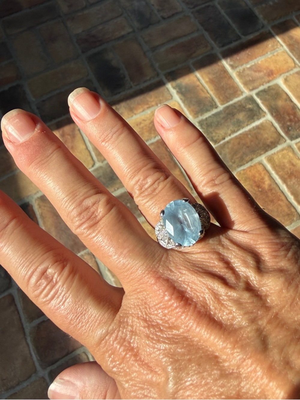 Sterling Silver Joseph Esposito- Espo Cocktail Ring with Light Blue Stone